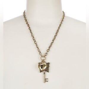 Betsey Johnson Boho Butterfly Key Charm Short Pendant Chain Necklace